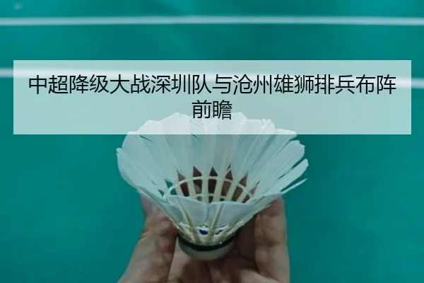 中超降级大战深圳队与沧州雄狮排兵布阵前瞻